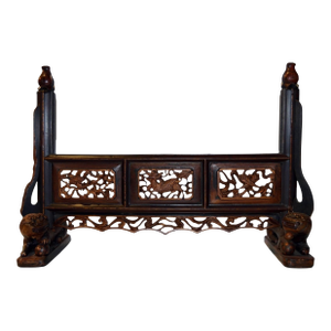 Antique Hand-Carved Mirror Frame with Fretwork from Mid-19th Century, China