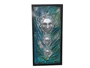 Roswitha Haas, 3 Heads, 1990, Bas-Relief in Plaster