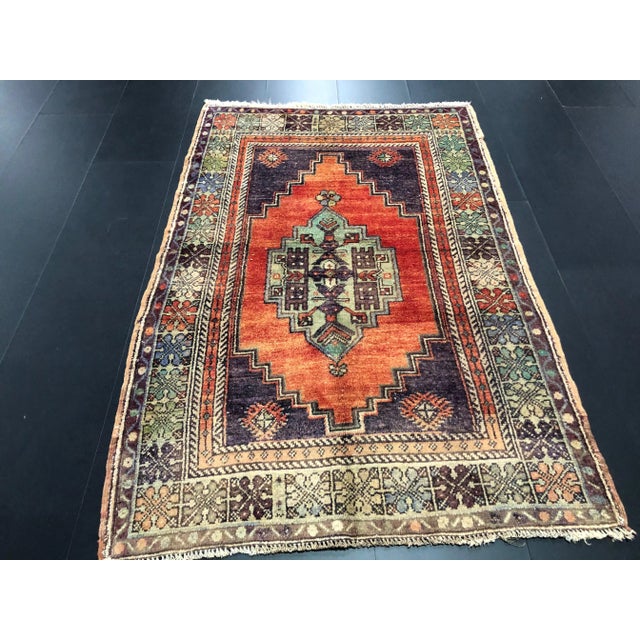 Vintage Turkish Anatolian Handmade Wool Multicolor Rug For Sale - Image 4 of 11