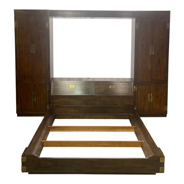 Vintage Henredon Scene One Collection Campaign Style Modular Queen Size