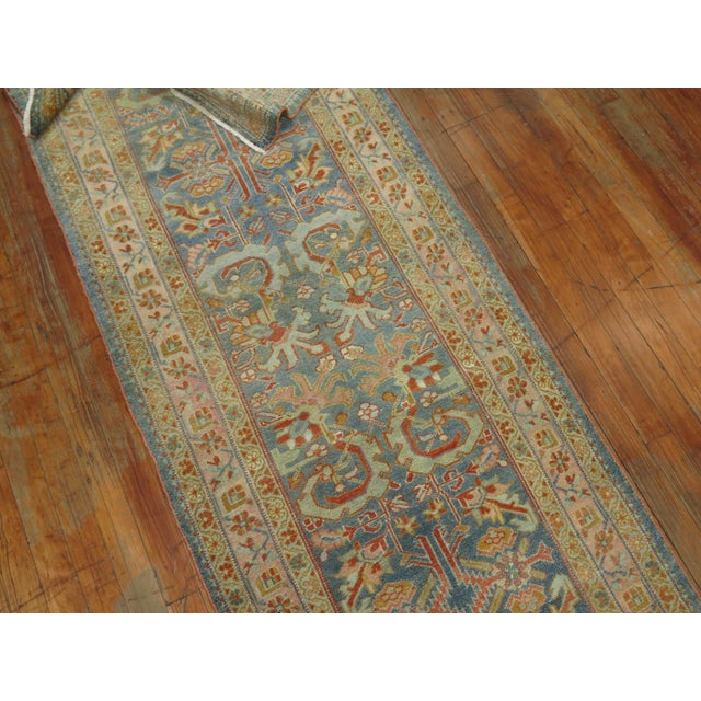 Antique Zabihi Collection Long Blue Persian Malayer Runner - 2'5" x 18'1" For Sale - Image 12 of 12