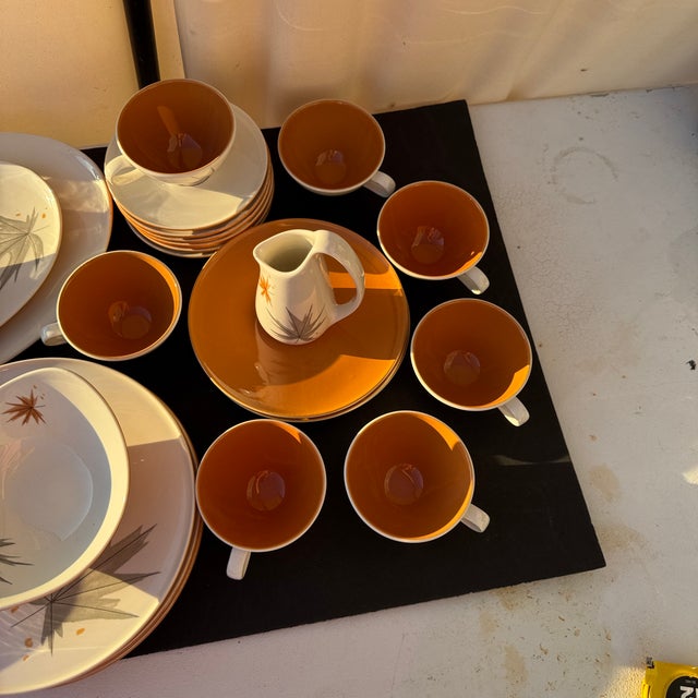 Thirty pieces from this lovely mid century modern line of dinnerware. Designed by Ben Seibel for Iroquois from the Autumn...