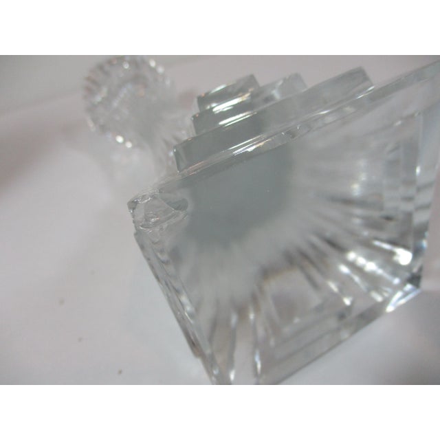 1980s Deco Style Crystal Candle Holders - a Pair For Sale - Image 4 of 6