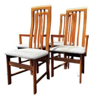Mid Century Modern Dining Chairs Made in Canada | Set of Four With Armchairs by Nordic Furniture