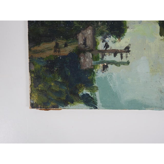 Early 20th Century Early 20th Century Plein Air French River Landscape Painting For Sale - Image 5 of 7
