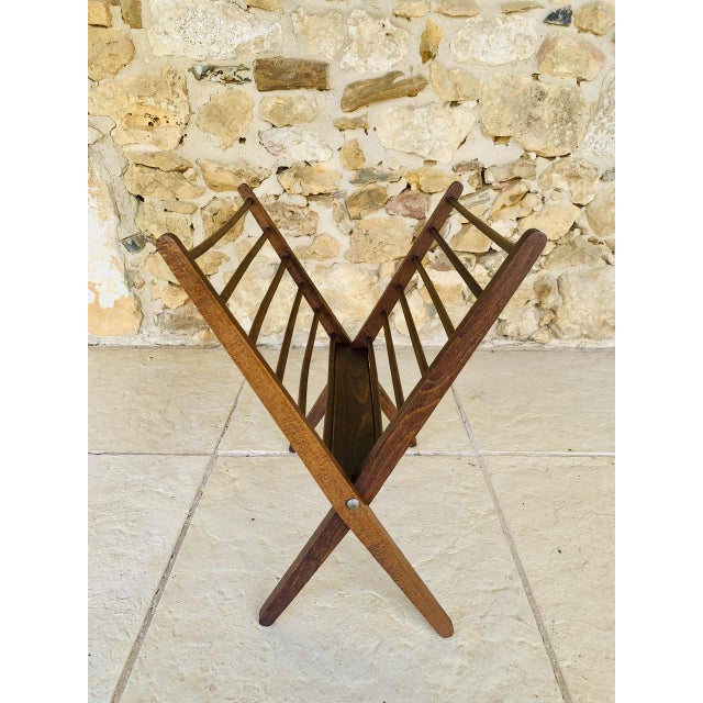Wood Mid-Century Folding Magazine Rack attributed to Cees Braakman, 1960s For Sale - Image 7 of 18