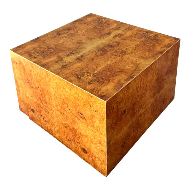 Vintage Book Matched Burl Wood Table For Sale