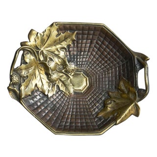 Art Deco Bowl with Leaves in Brass, 1920s For Sale