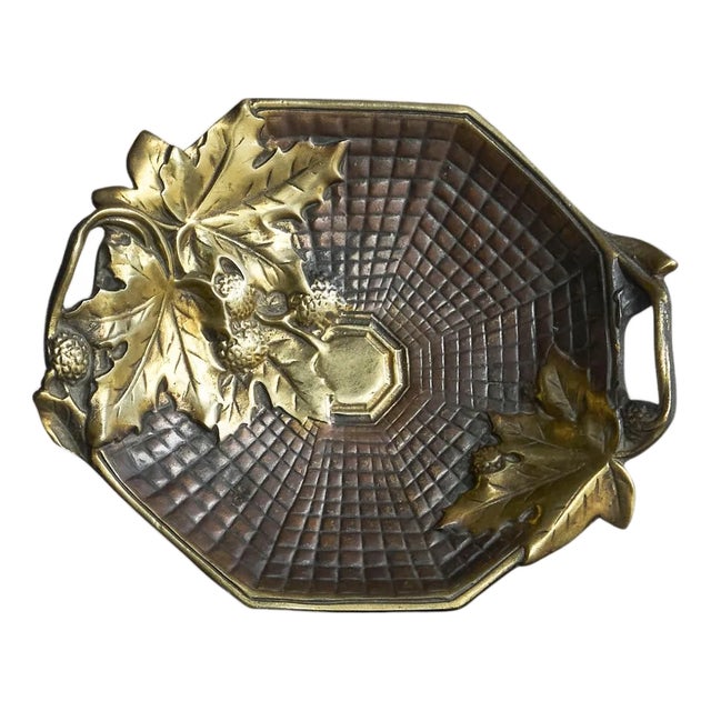 Art Deco Bowl with Leaves in Brass, 1920s For Sale