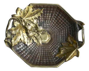 Art Deco Bowl with Leaves in Brass, 1920s