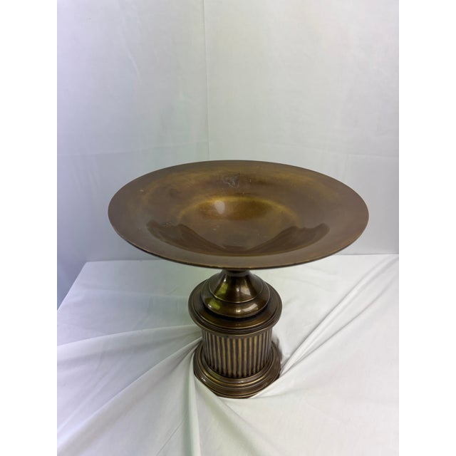 Art Deco Pair of Bronze Neoclassical Fluted Tazzas - Mid Century For Sale - Image 3 of 10