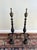 Pair of Antique Federal Style Brass and Black Painted Metal Andirons