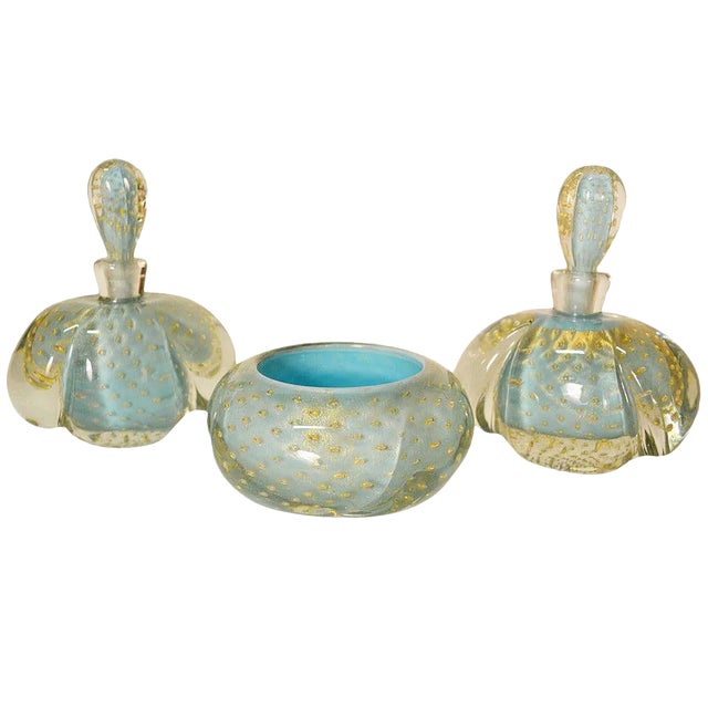 Venetian Murano Perfume Cologne Boudiour Set For Sale