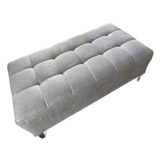 21st Century Transitional Tufted Gray Upholstered Ottoman — Designer Showroom Chicago For Sale