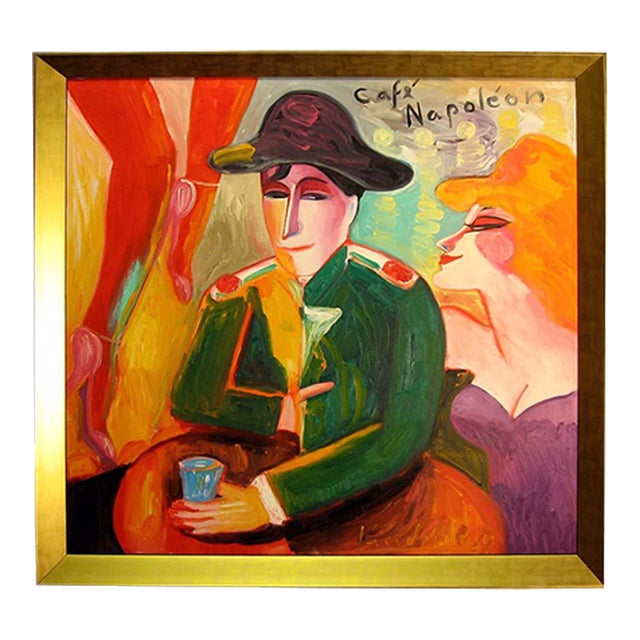 Earl Linderman "Café Napoleon" Original Oil Painting on Canvas For Sale