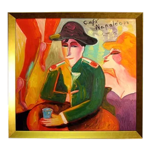 Earl Linderman "Café Napoleon" Original Oil Painting on Canvas