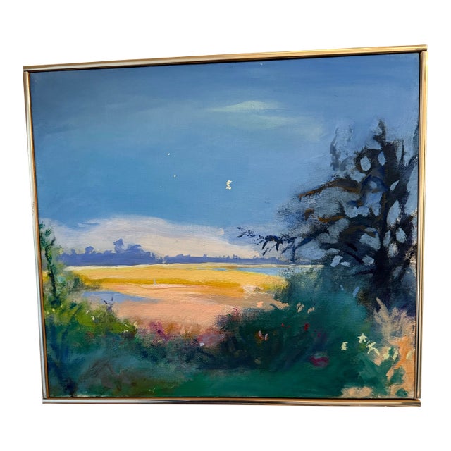 Vintage Original Oil Painting "Near Peconic" by Listed Artist Don Resnick For Sale
