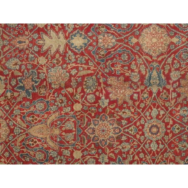 Early 20th Century Antique Tabriz Carpet, Fine Oriental Rug, Hand Made, Red, Royal Blue Persian Rug For Sale - Image 5 of 10