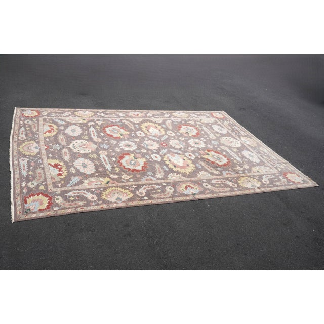Age: Approx: 30 Years Old Details: Hand Woven Low Weave High Quality Construction Mocha Colored Field Earth Tone Grade 9...
