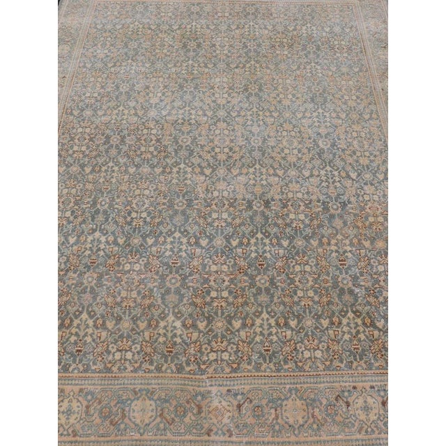 Light Blue/Gray Background Persian Antique Tabriz Rug With All-Over Herati Design For Sale In Atlanta - Image 6 of 13