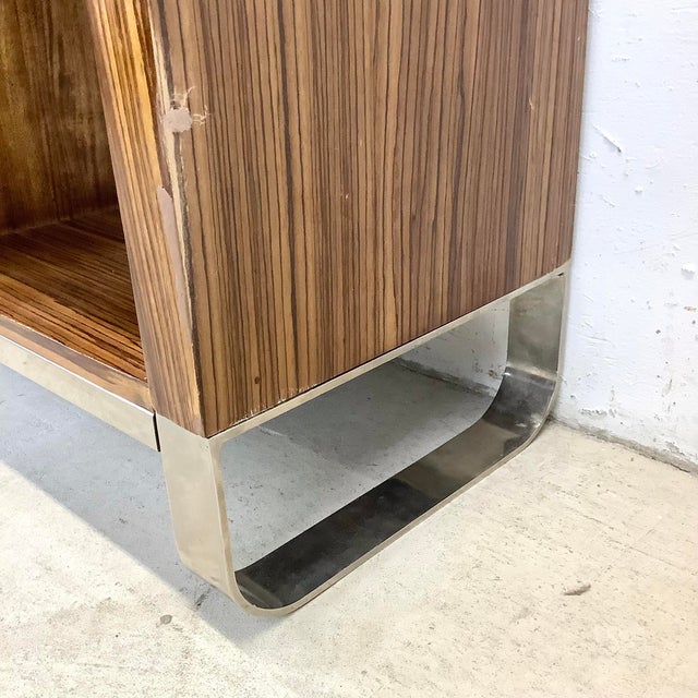 Modern Zebrawood Cubby Shelf With Chrome Sled Base, Fits Vinyl Records For Sale - Image 12 of 18