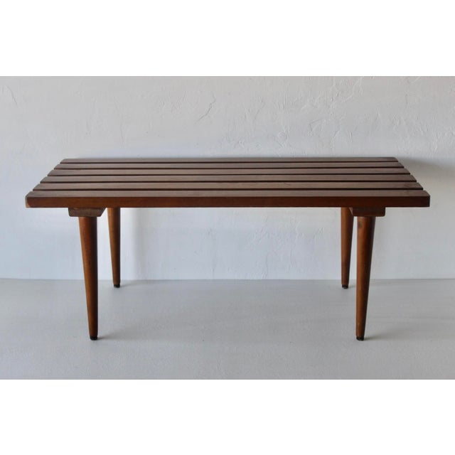 Mid 20th Century George Nelson Style Vintage Mid-Century Slat Bench Coffee Table For Sale - Image 5 of 15