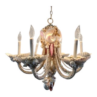 Italian Pearlized Sea Shell Chandelier For Sale