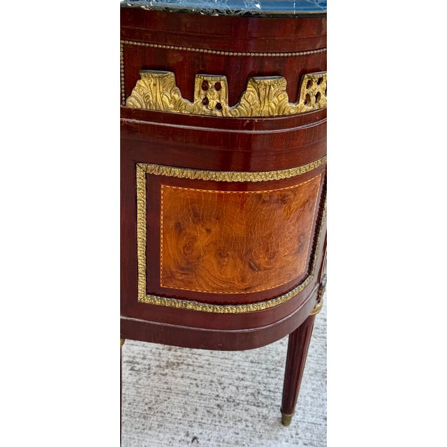 Vintage French Ormolu Louis XVI Wood Commode Chest Marble Top For Sale - Image 10 of 12