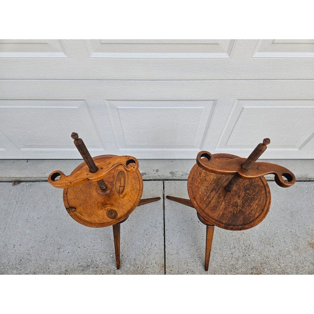 Brown Vintage Wooden Spindle Adjustable Floor Candle Stands For Sale - Image 8 of 15