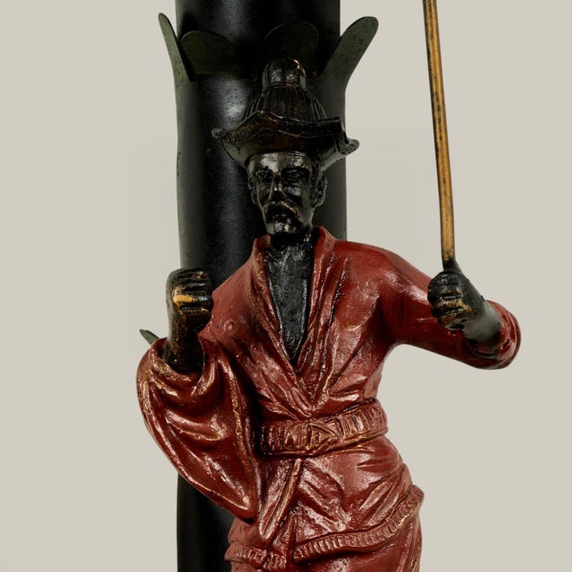 Pair of Vintage Italian Tole Chinoiserie Palm Tree Wall Sconces For Sale - Image 14 of 15