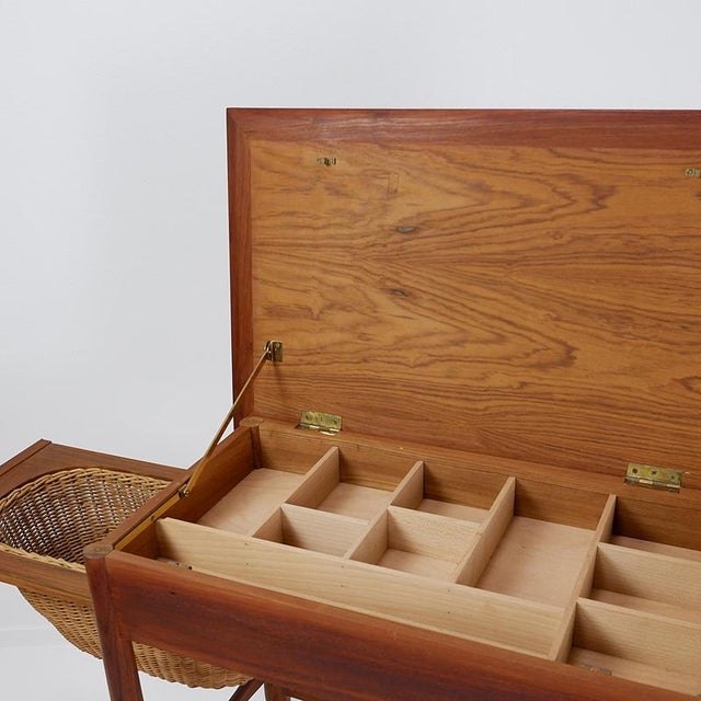 Mid-Century Scandinavian Modern Teak Sewing Basket End Table by Johannes Andersen For Sale - Image 11 of 15
