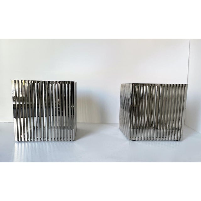 Cubic Tables in Chromed Metal, 1970s, Set of 2 For Sale - Image 3 of 8