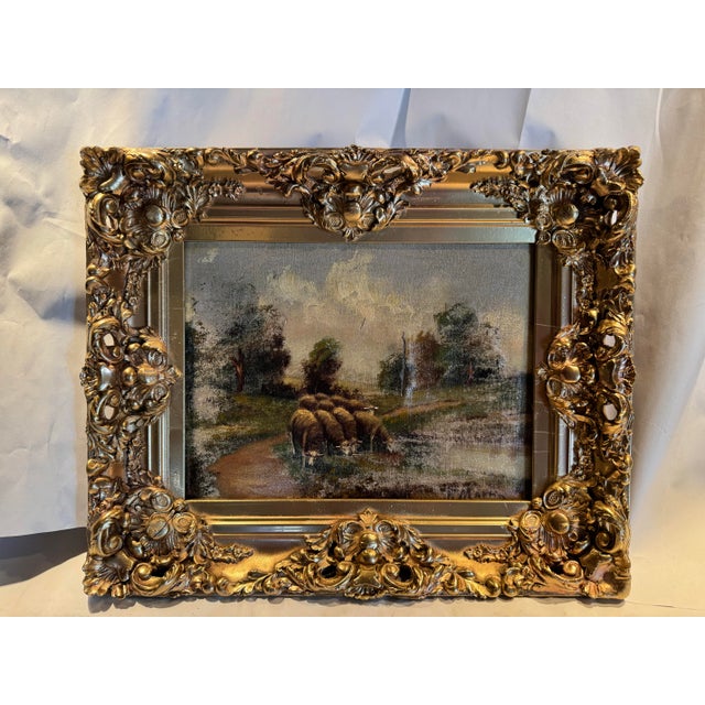 Victorian 19th Century Italian Pastoral Landscape Painting For Sale - Image 3 of 8