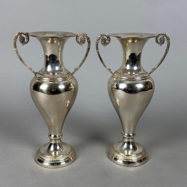 Handcrafted 800 Silver Amphora Vases, 20th Century, Set of 2 For Sale - Image 3 of 13