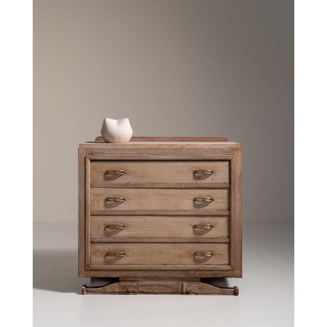 Wood 1930s French Beige Art Deco Oak Chest of Drawers For Sale - Image 7 of 15