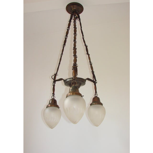 Gold Vintage Art Deco Pendant Light, 1930s For Sale - Image 8 of 11