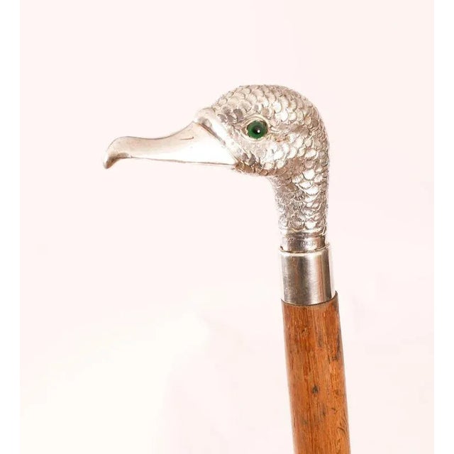 Antique Walking Stick Cane with Silver Duck Head, 1890s For Sale - Image 6 of 13