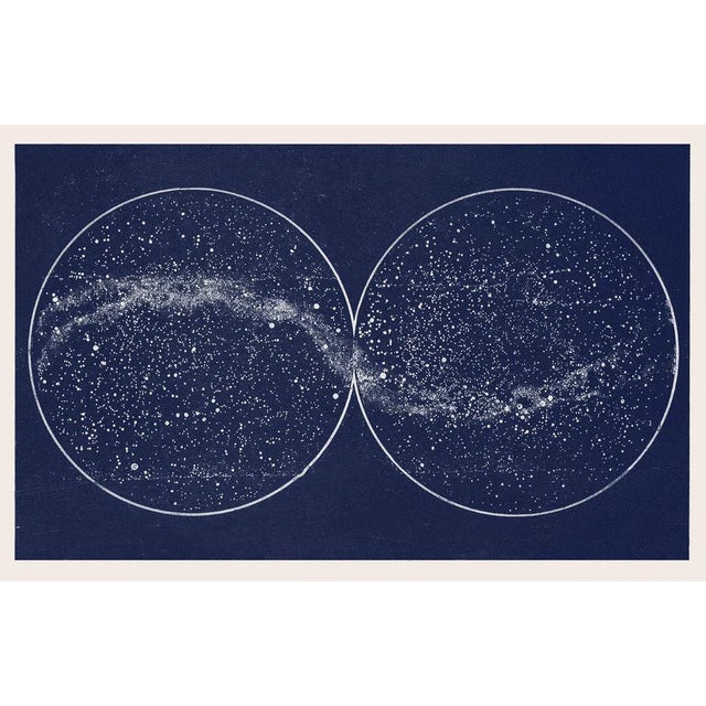 Contemporary Double Hemisphere Blue Constellation Map Celestial Print For Sale - Image 3 of 3