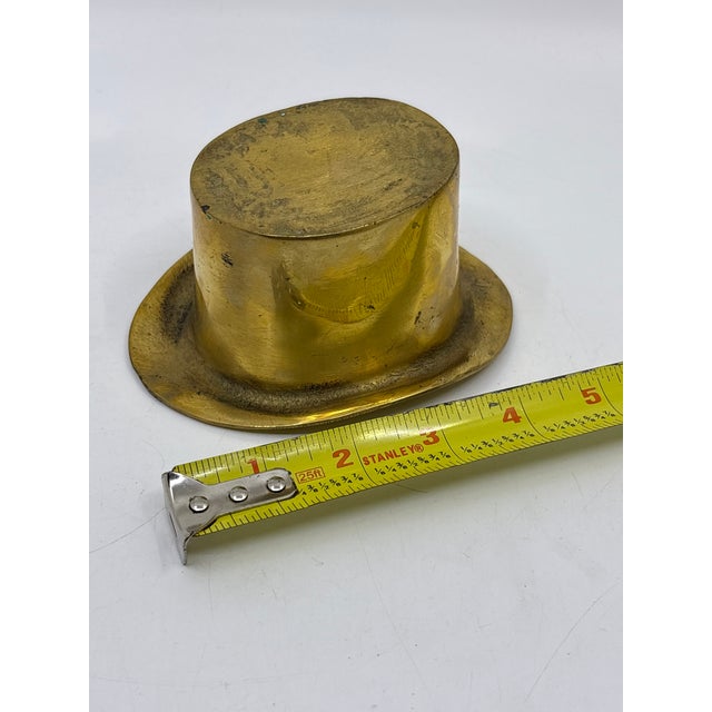 Vintage Novelty Solid Brass Top Hat Statue For Sale - Image 10 of 10