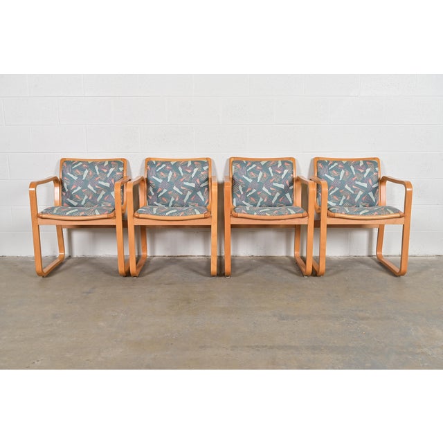 A gorgeous set of four Modern or Postmodern armchairs, club chairs, or lounge chairs In the style of Milo Baughman By Hank...