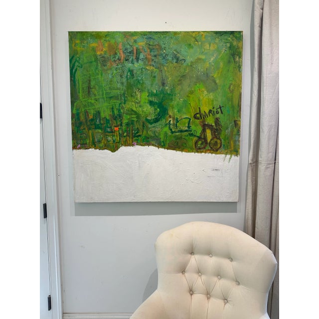 Green Vibrant Green Abstract Painting For Sale - Image 8 of 12