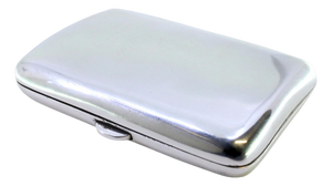Curved Silver Cigarette Case with Spring-Loaded Hinged Lid