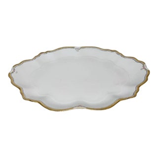 Antique M & Z Austria Porcelain Platter, Art Nouveau Gilt Border, 11” X 17” For Sale