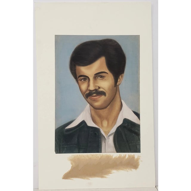Pastel Portrait of the Artist Mohammad Hourian as a Young Man c.1970s Iranian artist Mohammad Hourian as a young man in...
