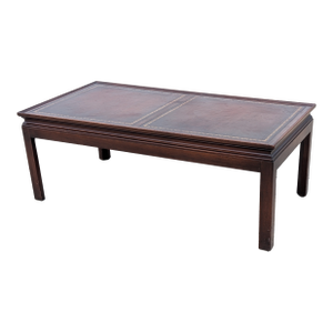 Vintage Hekman Leather Top Inlaid Federal Style Coffee Table