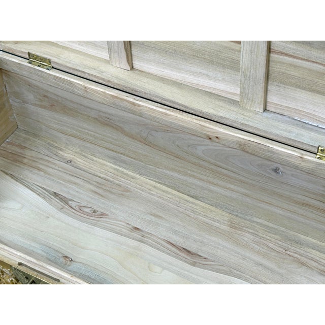 1990s Light Tan Brown Dragon Carving Camphor Wood Trunk Chest For Sale - Image 9 of 13