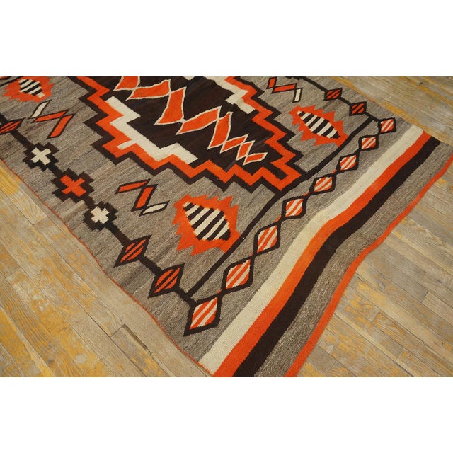 1920s Gray Storm Tribal Antique American Navajo Rug 4'8"x6'9" Flatweave Wool Carpet For Sale - Image 9 of 11