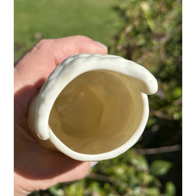 Figurative Belleek Owl Vase, Irish Porcelain, 8-1/4", 6th Mark (1965–1980), Cream With Yellow Pearl Accents For Sale - Image 3 of 10