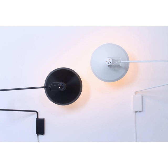Mid-Century Modern Black and White Large Metal Paperclip Wall Lamps by J. J. M. Hoogervorst for Anvia, 1970s, Set of 2 For Sale - Image 3 of 18