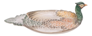 Large Italian Ceramic Peacock Fruit Platter, 1975